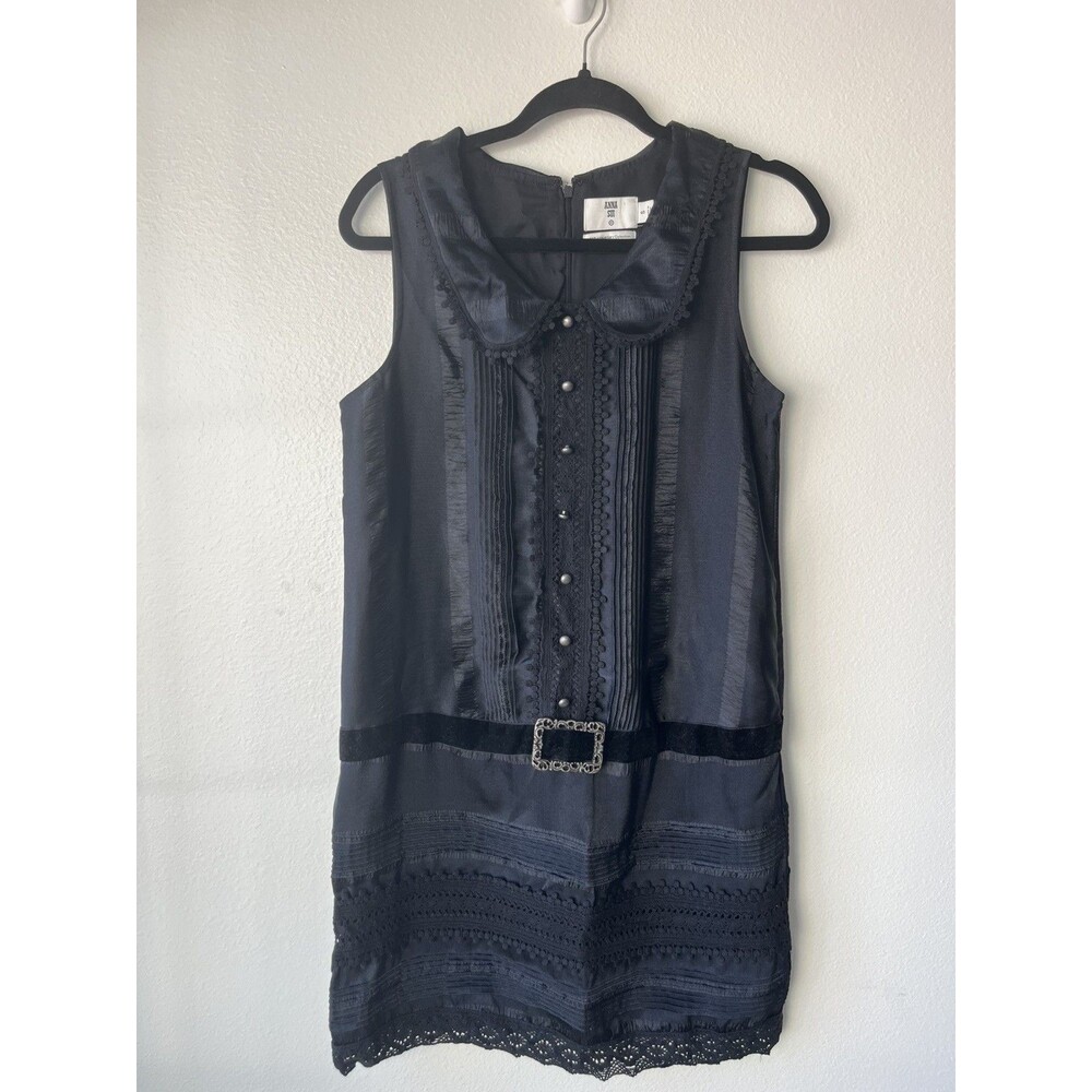 Anna Sui For Target dress womens S black mini sleeveless drop waist button up